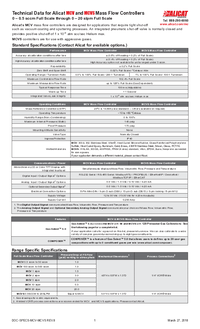 Thumbnail of document Data Sheet - MCE / MCV Series Vacuum Gas Mass Flow Controller